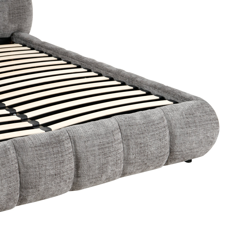 Abena Double Bed with Storage Grey Bouclé Fabric 160x200cm