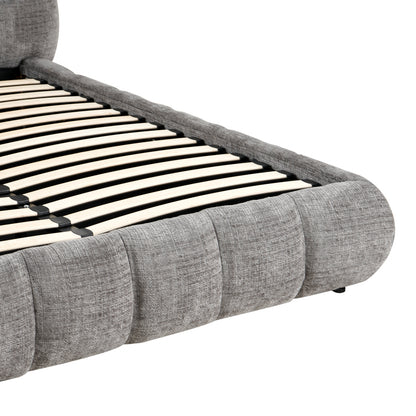 Abena Double Bed with Storage Grey Bouclé Fabric 160x200cm