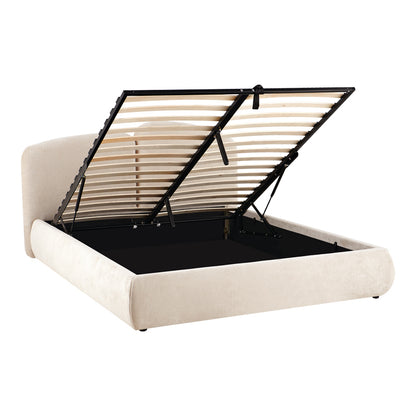 Cardia Double Bed with Storage Grey Beige Fabric 160x200cm