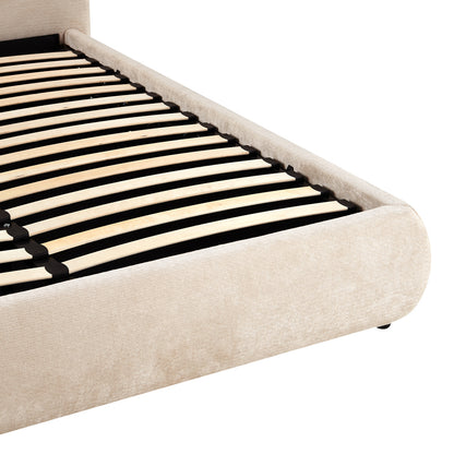 Cardia Double Bed with Storage Grey Beige Fabric 160x200cm