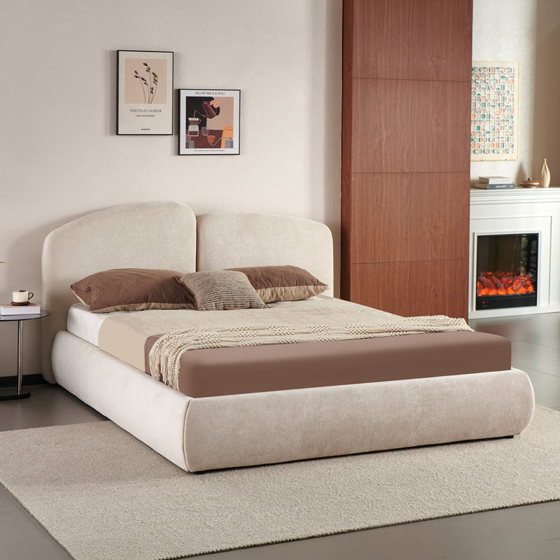Cardia Double Bed with Storage Grey Beige Fabric 160x200cm