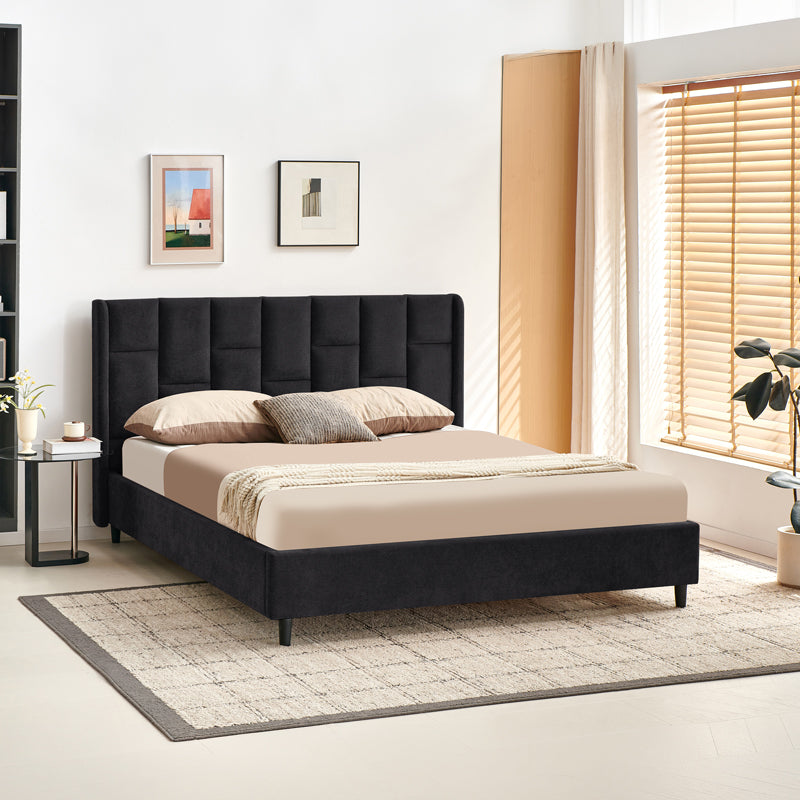 Sensa Double Bed Black Fabric 160x200cm