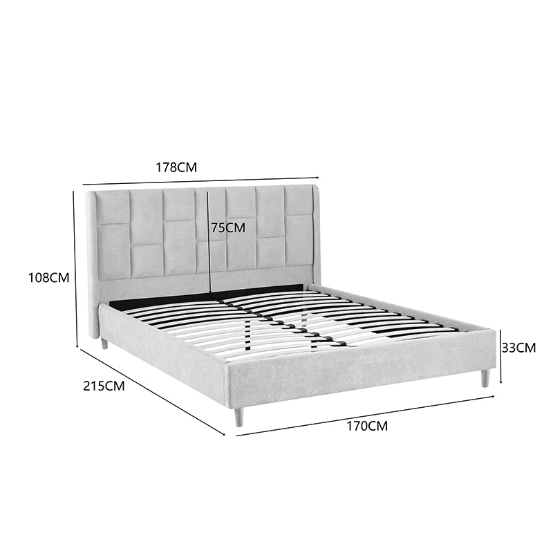 Sensa Double Bed Light Grey Fabric 160x200cm