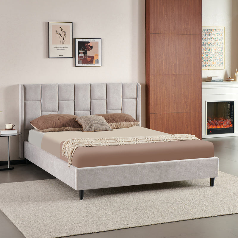 Sensa Double Bed Light Grey Fabric 160x200cm