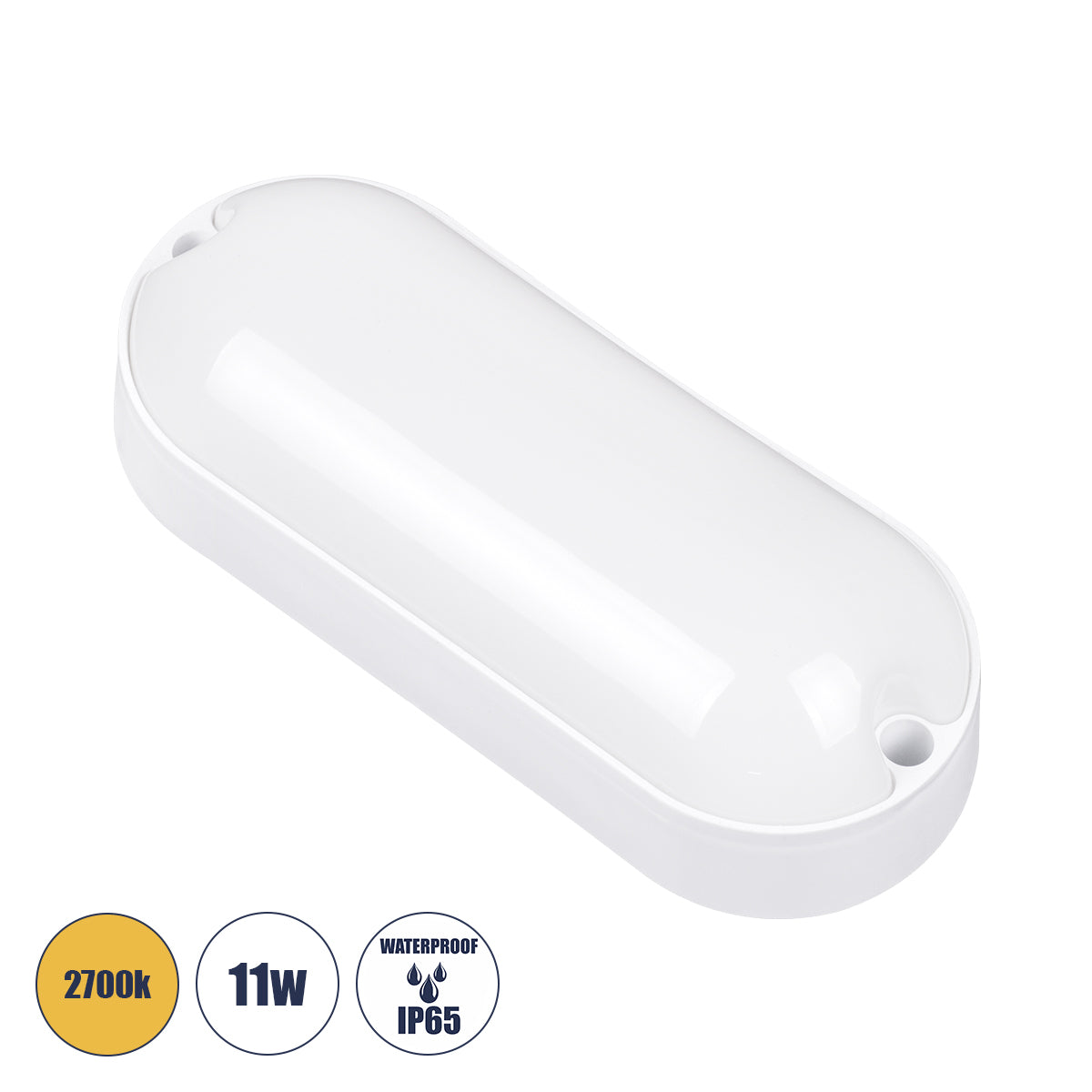 HOMIE 61002 LED Πλαφονιέρα Οροφής - Τοίχου Οβάλ 11W 918lm 150° AC 220-240V Αδιάβροχο IP65 Μ17 x Π7 x Υ4.5cm Θερμό Λευκό 2700K