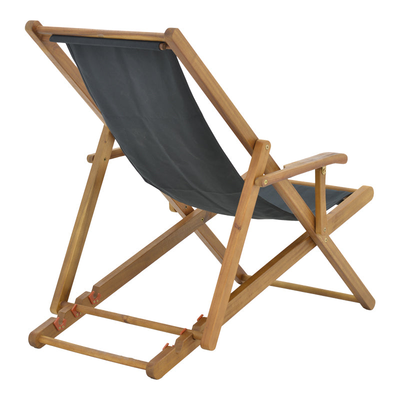 Σεζλόνγκ Xurian Ξύλο Ακακίας Φυσικό-Πανί PVC Μαύρο