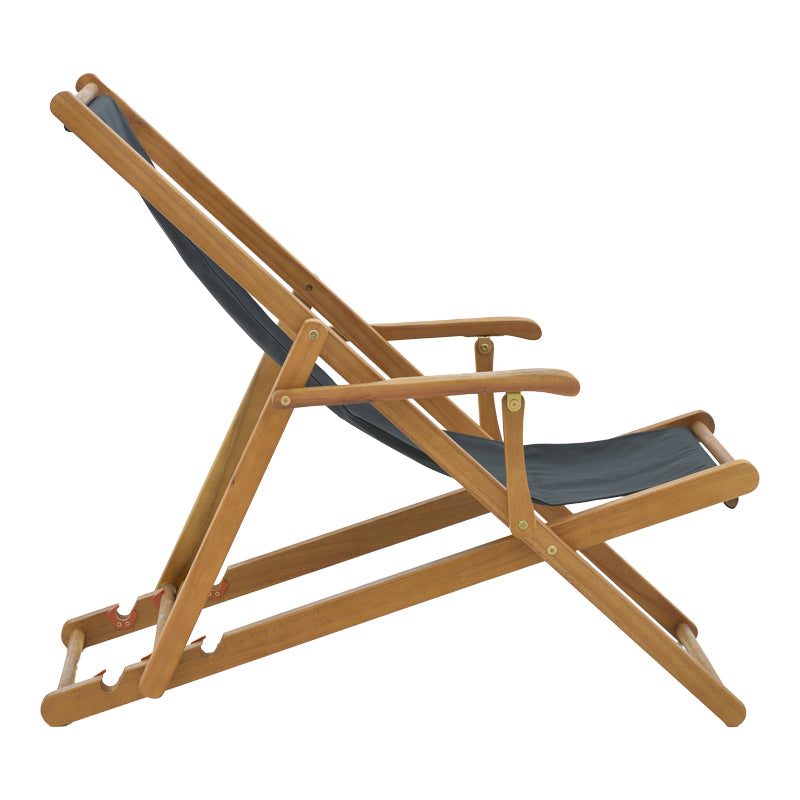 Σεζλόνγκ Xurian Ξύλο Ακακίας Φυσικό-Πανί PVC Μαύρο