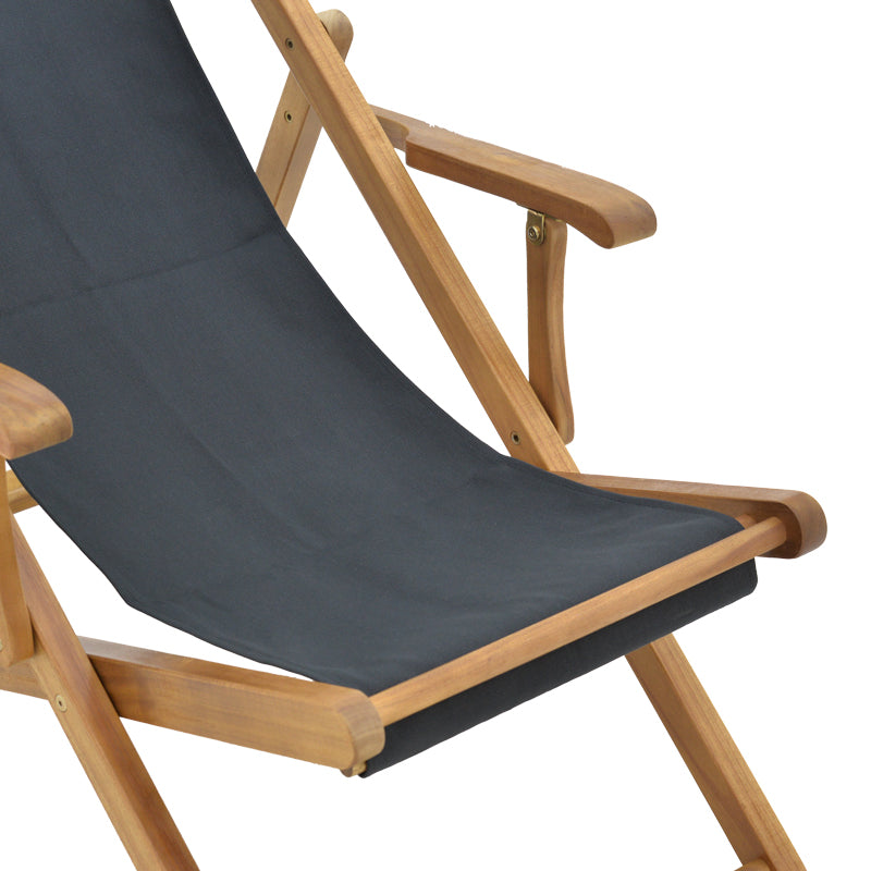 Σεζλόνγκ Xurian Ξύλο Ακακίας Φυσικό-Πανί PVC Μαύρο