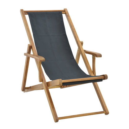 Σεζλόνγκ Xurian Ξύλο Ακακίας Φυσικό-Πανί PVC Μαύρο