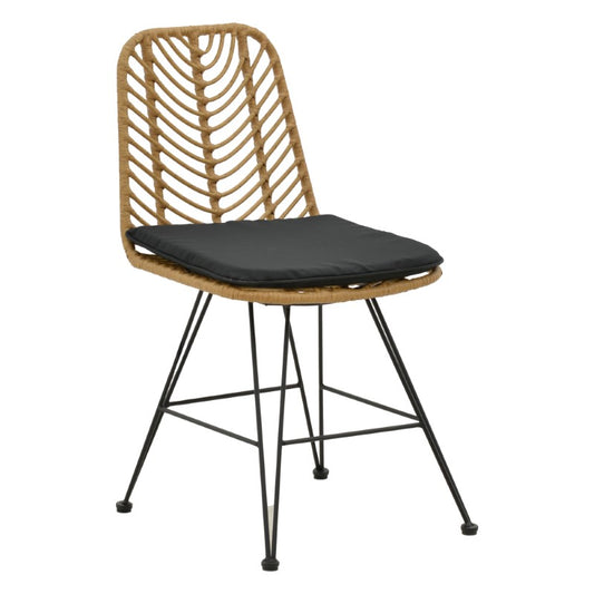 Καρέκλα Naoki Με Μαξιλάρι PE Φυσικό-Μέταλλο Μαύρο Πόδι 44X58X82