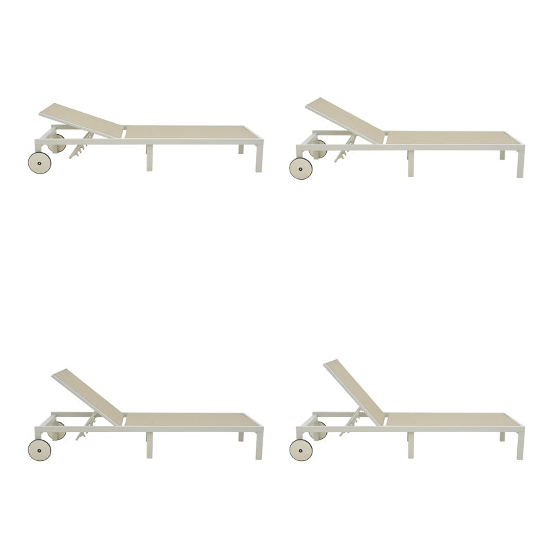 Ξαπλώστρα Mailo Λευκό Αλουμίνιο και Textilene σε Μπεζ Απόχρωση 71x206x30