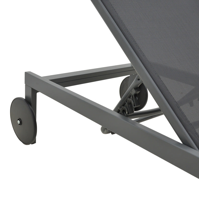 Ξαπλώστρα Mailo Ανθρακί Αλουμίνιο και Textilene σε Μαύρη Απόχρωση 71x206x30