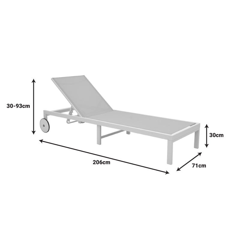Ξαπλώστρα Mailo Ανθρακί Αλουμίνιο και Textilene σε Μαύρη Απόχρωση 71x206x30