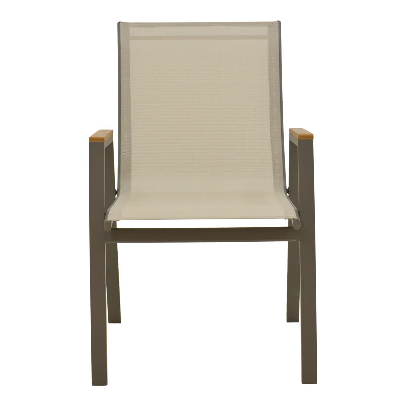 Πολυθρόνα Azelie Στοιβαζόμενη Σαμπανιζέ Αλουμίνιο και Textilene σε Ανοιχτή Γκρι Απόχρωση 56x75x88