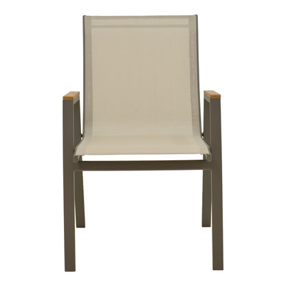 Πολυθρόνα Azelie Στοιβαζόμενη Σαμπανιζέ Αλουμίνιο και Textilene σε Ανοιχτή Γκρι Απόχρωση 56x75x88