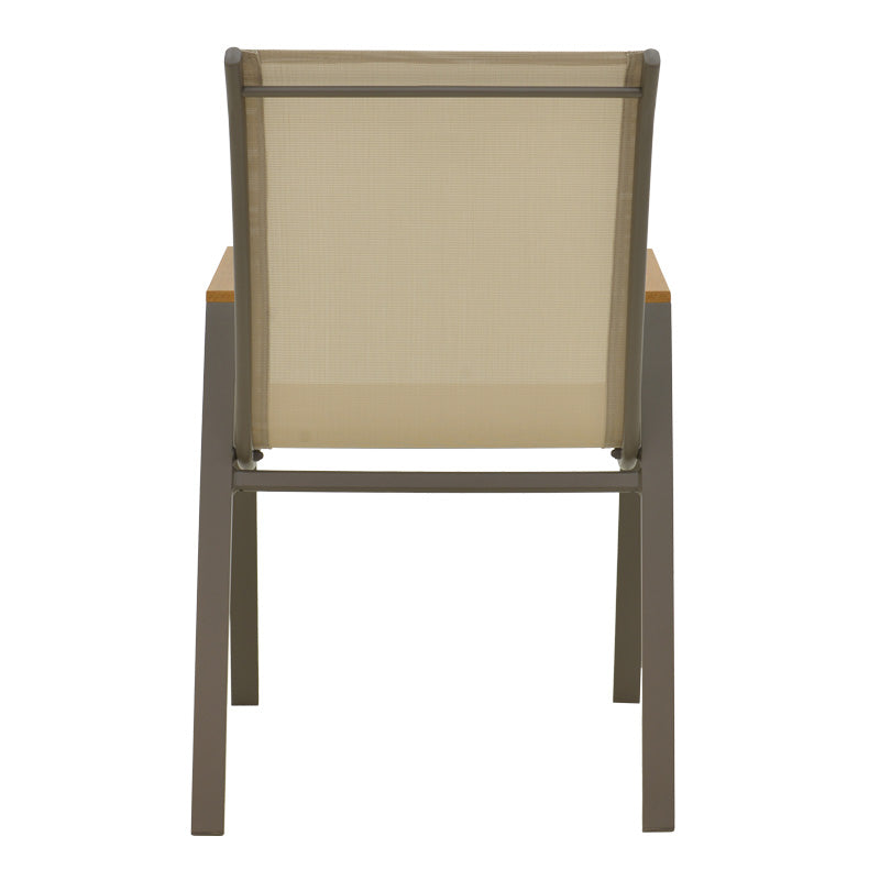 Πολυθρόνα Azelie Στοιβαζόμενη Σαμπανιζέ Αλουμίνιο και Textilene σε Ανοιχτή Γκρι Απόχρωση 56x75x88