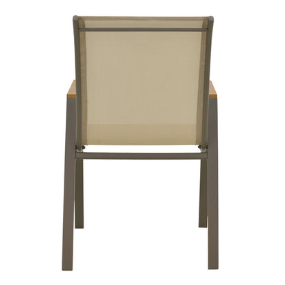 Πολυθρόνα Azelie Στοιβαζόμενη Σαμπανιζέ Αλουμίνιο και Textilene σε Ανοιχτή Γκρι Απόχρωση 56x75x88