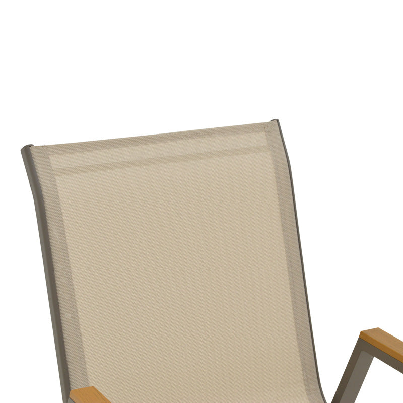 Πολυθρόνα Azelie Στοιβαζόμενη Σαμπανιζέ Αλουμίνιο και Textilene σε Ανοιχτή Γκρι Απόχρωση 56x75x88