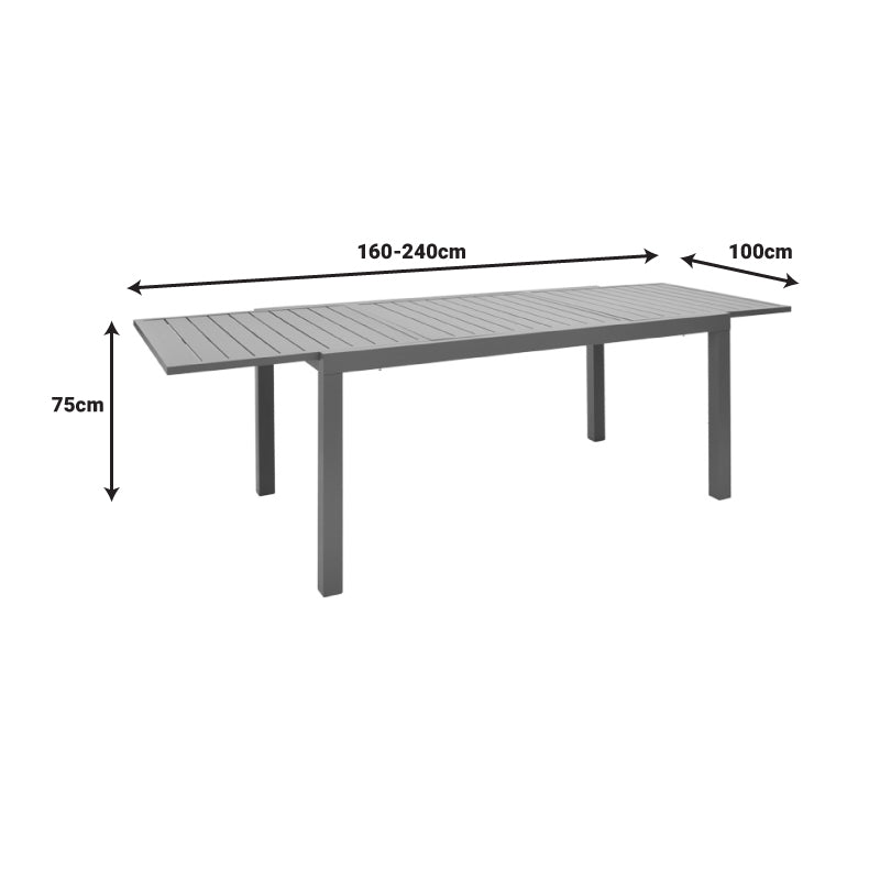 Τραπεζαρία Lafla-Azelie Σετ 9 Τεμ Σαμπανιζέ Αλουμίνιο και Plywood σε Φυσική Απόχρωση 160-240x100x75