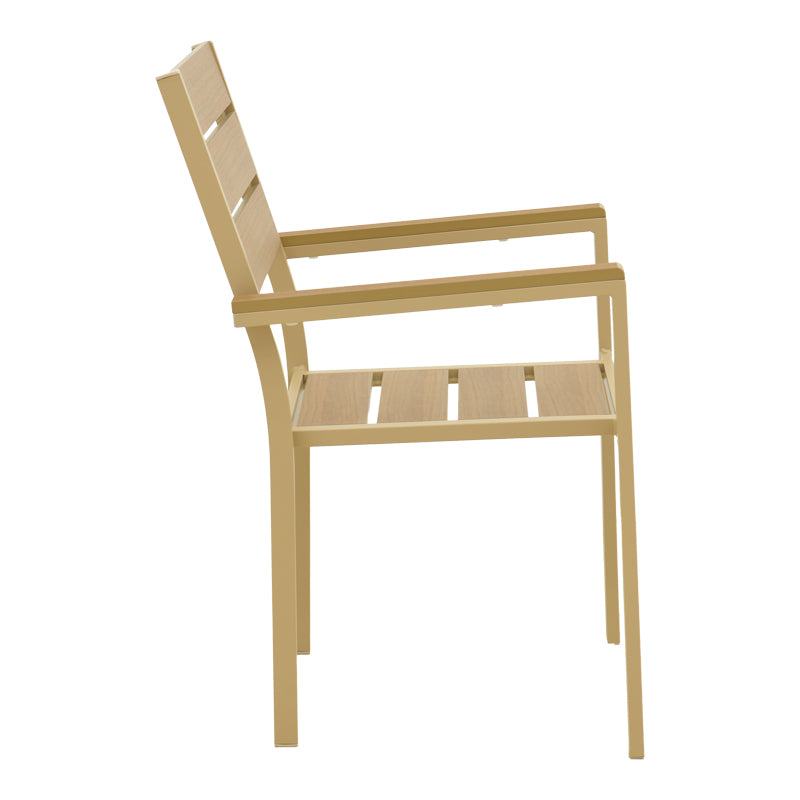 Πολυθρόνα Breze Στοιβαζόμενη Plywood σε Φυσική-Αλουμίνιο σε Cappuccino Απόχρωση 57.5x60x88