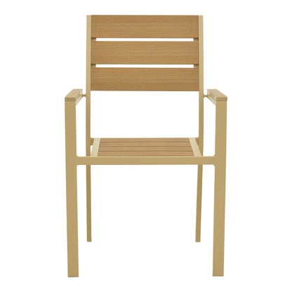 Πολυθρόνα Breze Στοιβαζόμενη Plywood σε Φυσική-Αλουμίνιο σε Cappuccino Απόχρωση 57.5x60x88