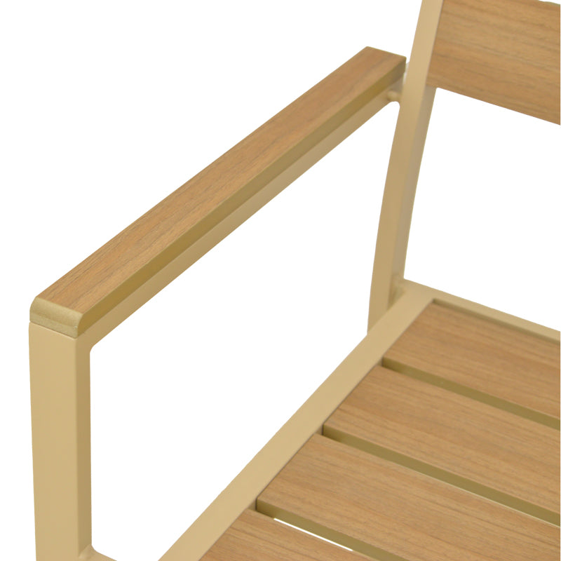 Πολυθρόνα Breze Στοιβαζόμενη Plywood σε Φυσική-Αλουμίνιο σε Cappuccino Απόχρωση 57.5x60x88