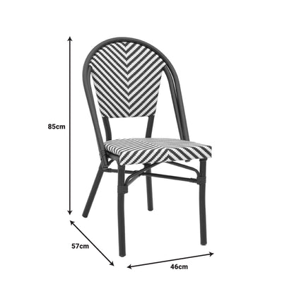 Καρέκλα Uamrin Στοιβαζόμενη Μαύρο Αλουμίνιο-Ασπρόμαυρο Textilene 46x57x85