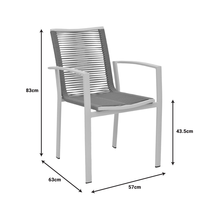Πολυθρόνα Jonian Στοιβαζόμενη Σαμπανιζέ Αλουμίνιο-Textilene σε Φυσική Απόχρωση 57x63x83