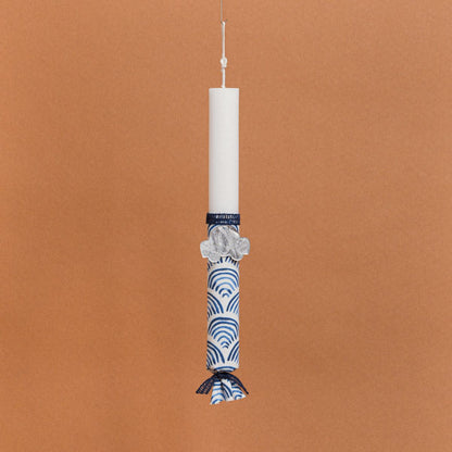 Λαμπάδα Στολισμένη Μπλε Κύματα με Αυτοκινητάκι σε Συσκευασία Δώρου