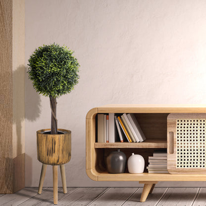 JAMAICA 20553 Διακοσμητικό Ξύλινο Κασπώ Γλάστρα - Flower Pot Καφέ Φ18 x Υ38cm