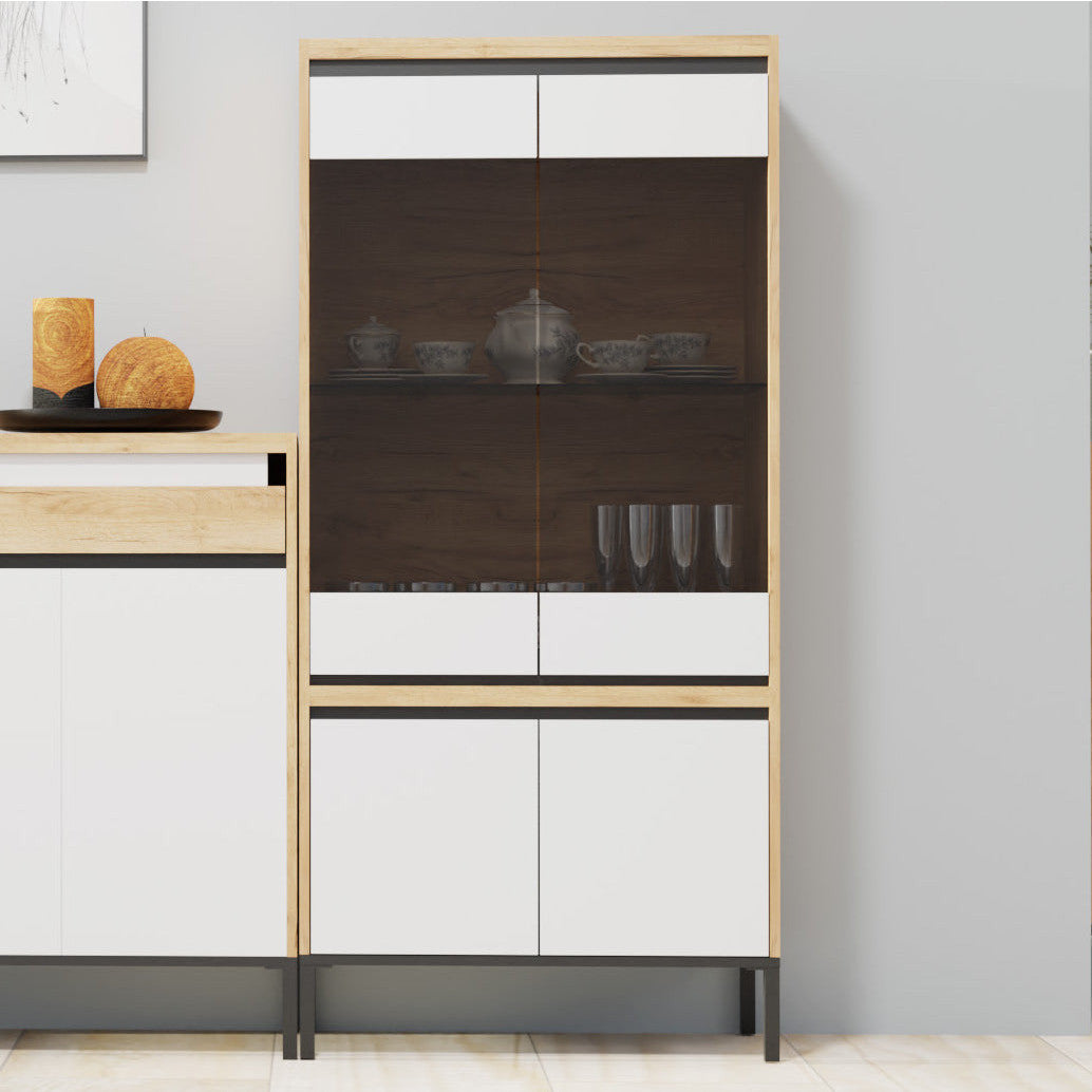 Βιτρίνα Palmor Χρυσό Δρυς-Λευκό 77x40x164