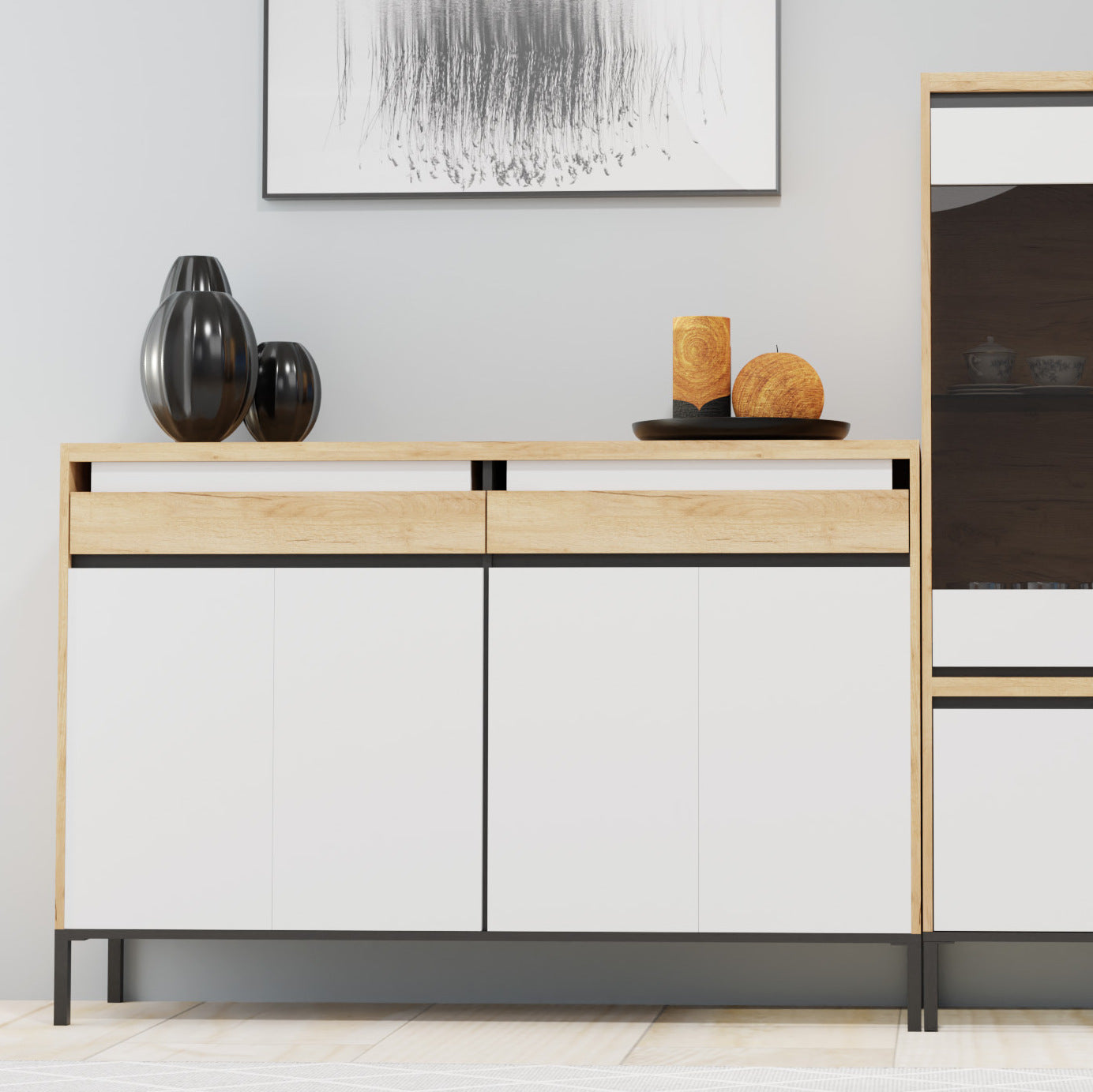 Μπουφές Palmor Χρυσό Δρυς-Λευκό 150x40x101