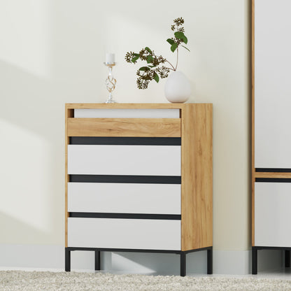 Συρταριέρα Palmor Χρυσό Δρυς-Λευκό 77x40x101