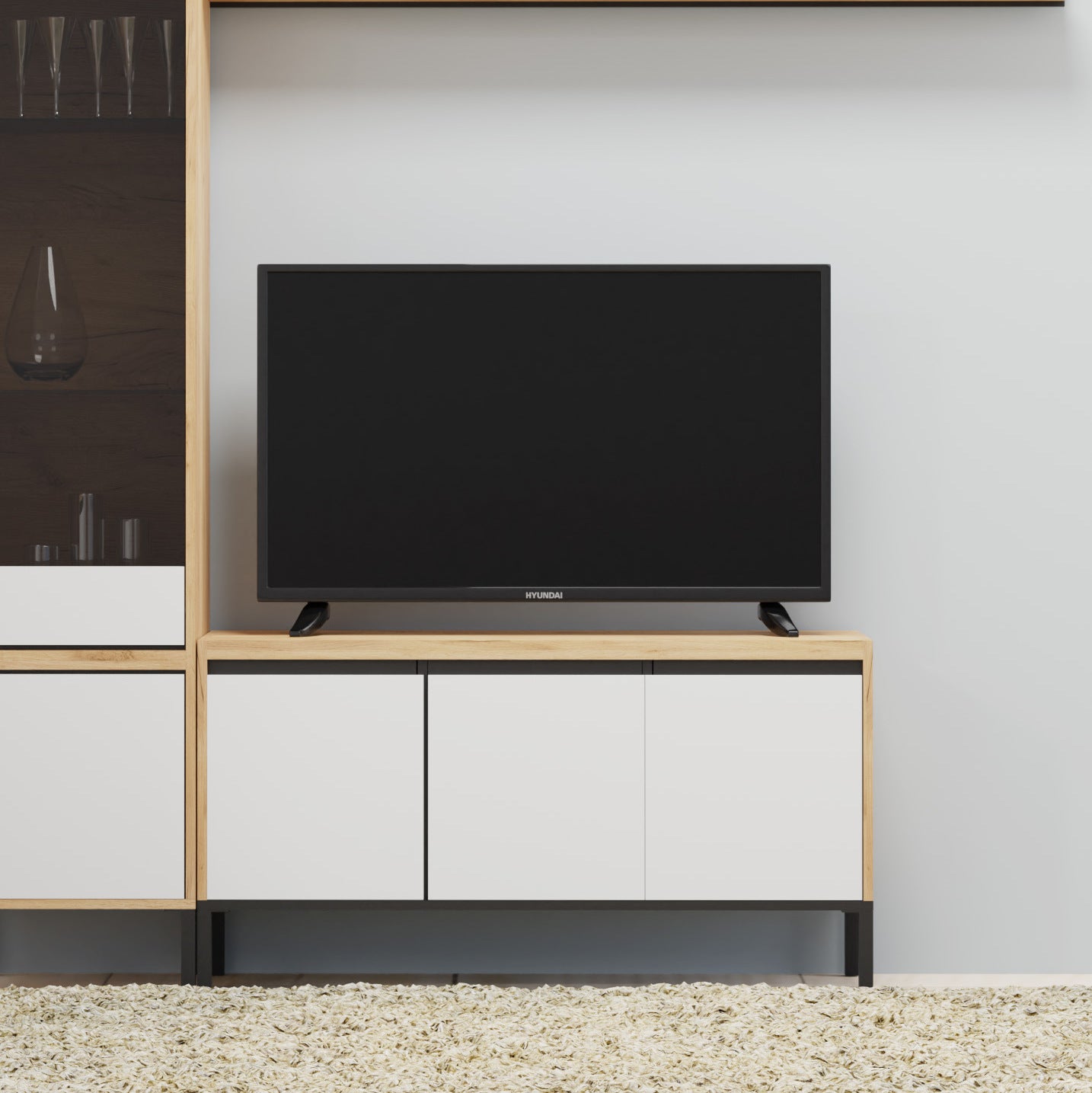 Έπιπλο Τηλεόρασης Palmor Χρυσό Δρυς-Λευκό 113.5x40x60