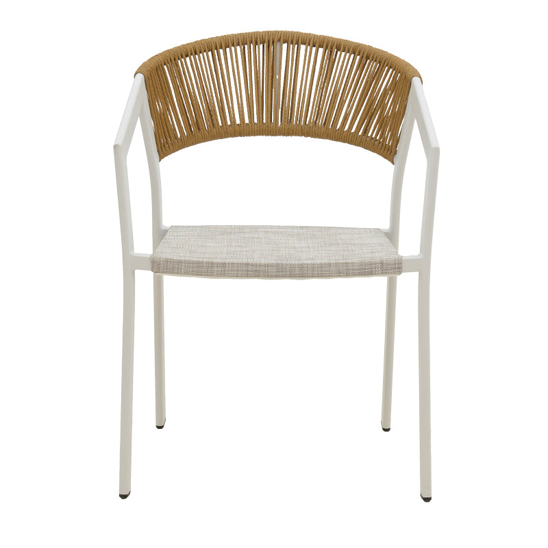 Πολυθρόνα Glisten Στοιβαζόμενη Rattan Μπεζ-Λευκό 56x62x77