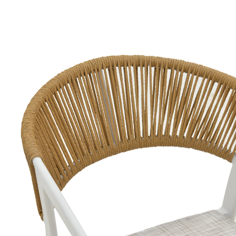 Πολυθρόνα Glisten Στοιβαζόμενη Rattan Μπεζ-Λευκό 56x62x77