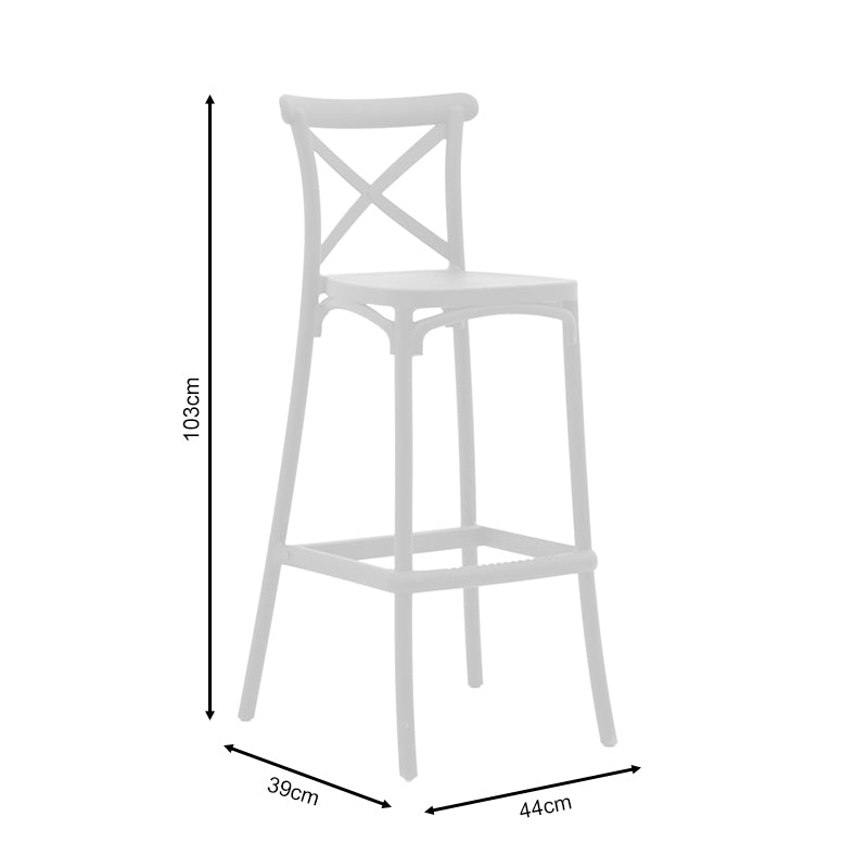 Σκαμπό Μπαρ Crossie PP Λευκό 44X39X103