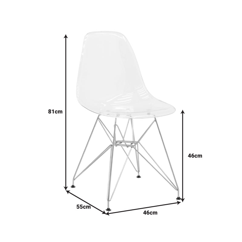 Καρέκλα Adelle PP Διάφανο-Inox Πόδι 46x55x81