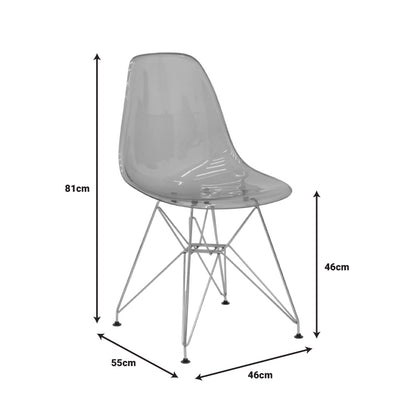 Καρέκλα Adelle PP Διάφανο Γκρι-Inox Πόδι 46x55x81