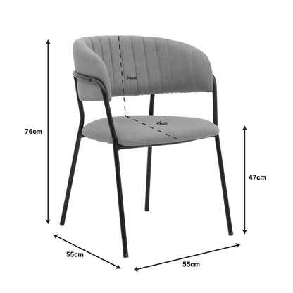 Καρέκλα Morel Γκρι Ύφασμα-Πόδι Μαύρο Μέταλλο 55x55x76
