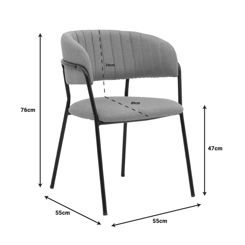 Καρέκλα Morel Μπεζ Ύφασμα-Πόδι Μαύρο Μέταλλο 55x55x76