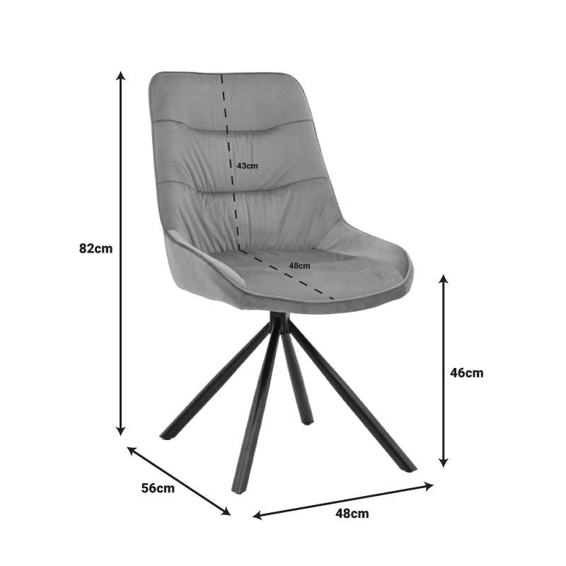 Καρέκλα Wori Καφέ Βελούδο-Πόδι Μαύρο Μέταλλο 48x56x82