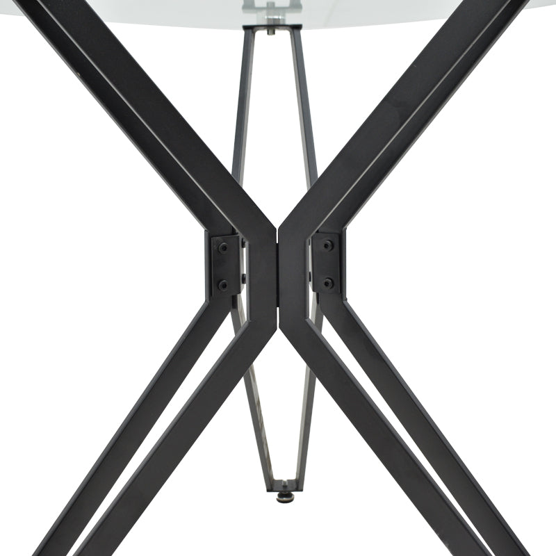 Τραπέζι Dezous Γυαλί-Πόδι Μαύρο Μέταλλο Φ70x75