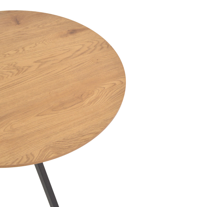 Τραπέζι Xuson Φυσικό MDF-Πόδι Μαύρο Μέταλλο Φ80x75