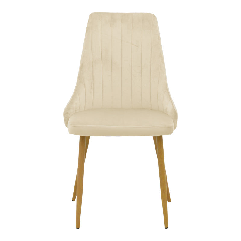 Καρέκλα Azori Μπεζ Βελούδο με Πόδι Μετάλλου σε Φυσική Απόχρωση 49x55x85