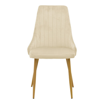 Καρέκλα Azori Μπεζ Βελούδο με Πόδι Μετάλλου σε Φυσική Απόχρωση 49x55x85