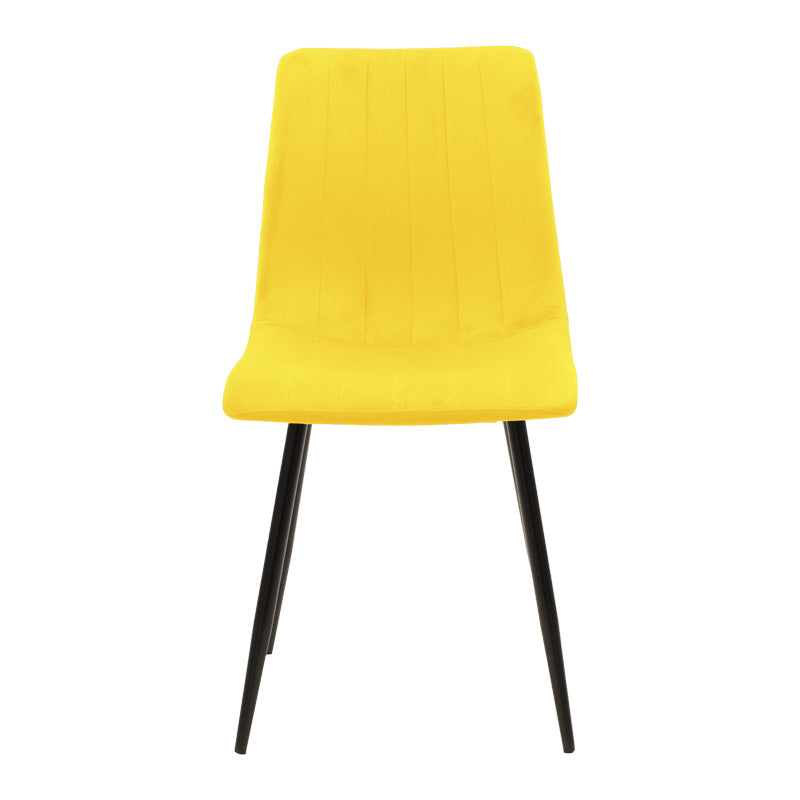 Καρέκλα Noor Κίτρινο Βελούδο με Πόδι Μετάλλου σε Μαύρη Απόχρωση 44x53x86