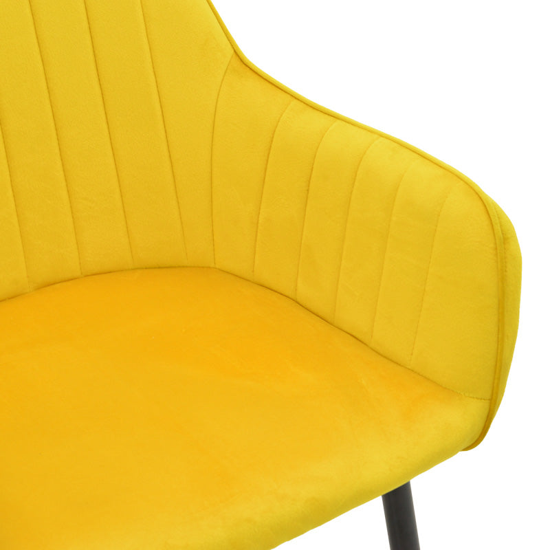 Πολυθρόνα Noor Κίτρινο Βελούδο με Πόδι Μετάλλου σε Μαύρη Απόχρωση 58x58x86