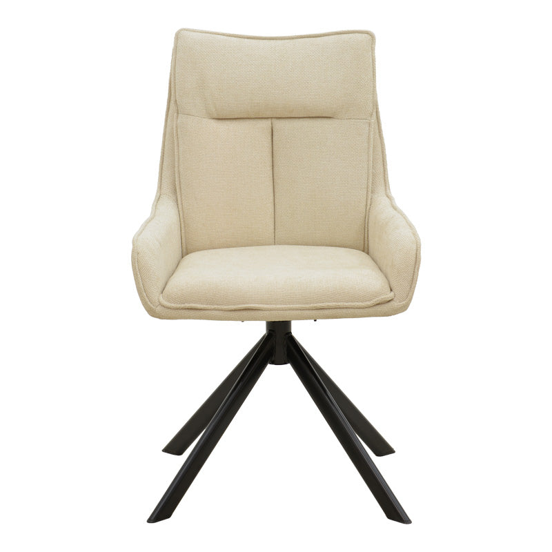 Πολυθρόνα Konelian Περιστρεφόμενη Μπεζ Ύφασμα με Πόδι Μετάλλου σε Μαύρη Απόχρωση 54x63x88