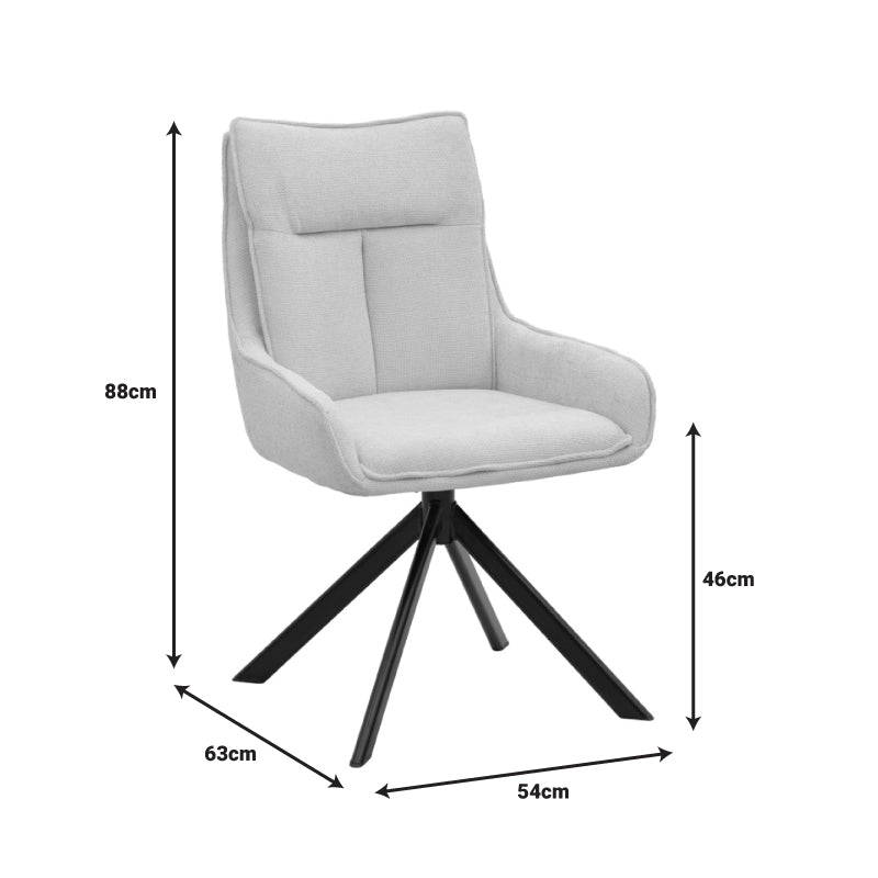 Πολυθρόνα Konelian Περιστρεφόμενη Μπεζ Ύφασμα με Πόδι Μετάλλου σε Μαύρη Απόχρωση 54x63x88